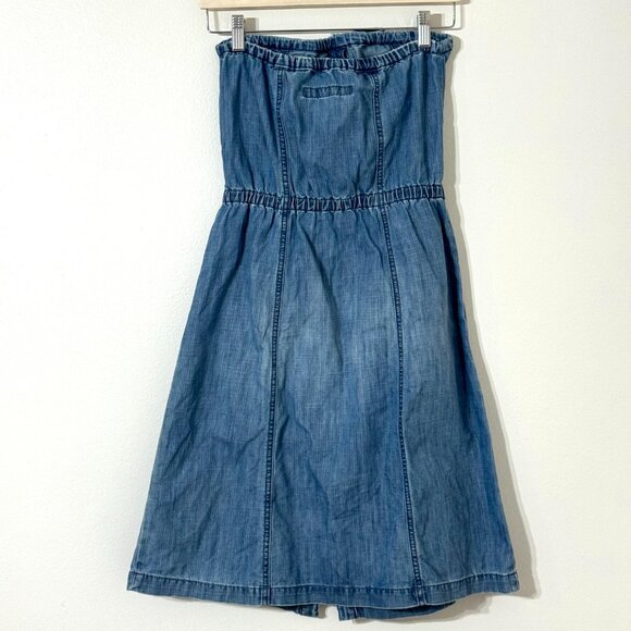 Levis Jeans Y2K Denim Strapless Dress Elastic Waist Western Country Cowgirl - Picture 4 of 11